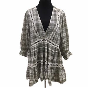 Free people ivory combo mini dress small size NWT